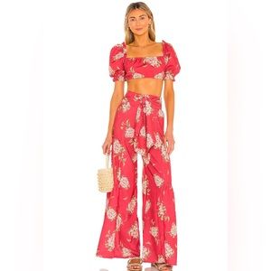 Agua Bendita Blooma Two Piece Set Red Floral Small/Medium